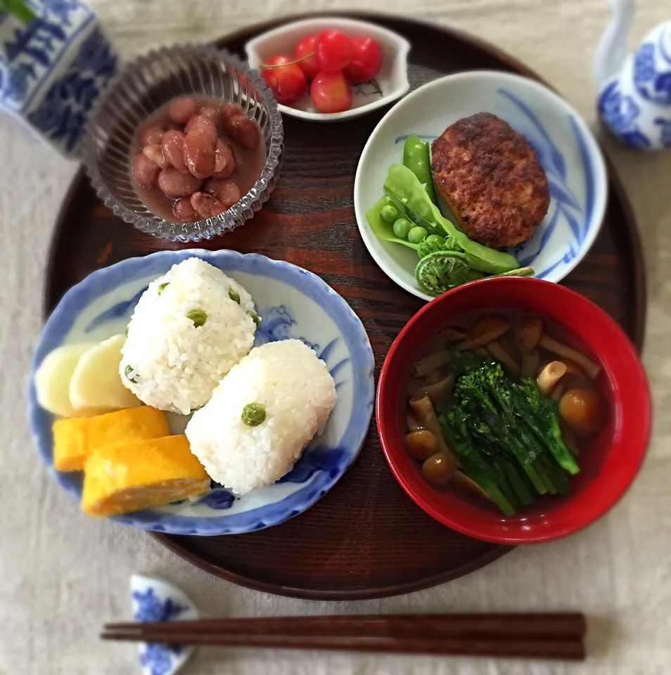 豆ご飯おむすび昼膳|pigronaさん