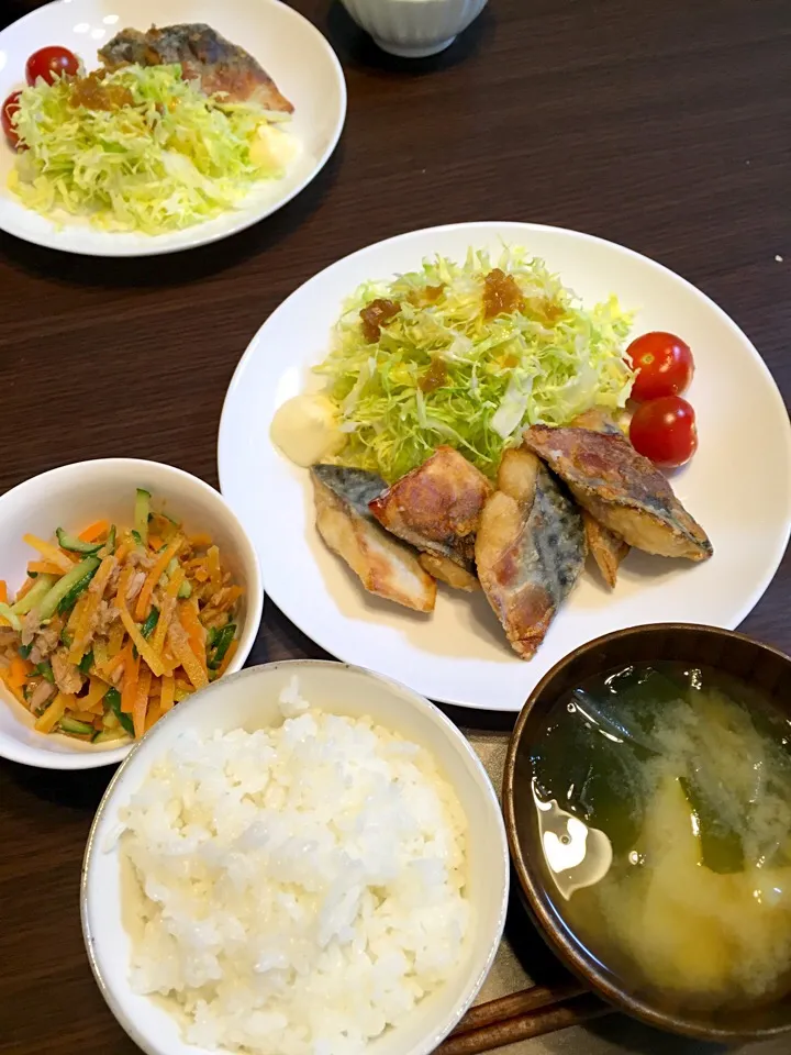 鯖の竜田揚げの晩ご飯|mikaさん