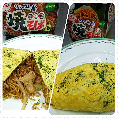 「サッポロ一番 縁日の焼そば」を使ってみたSnapdishの料理・レシピ写真:朝から、オムソバ！自分用(笑)