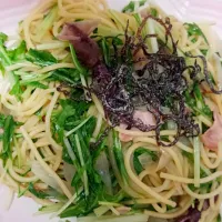 ホタルイカと水菜と塩昆布の柚胡椒パスタ|yukinkoさん