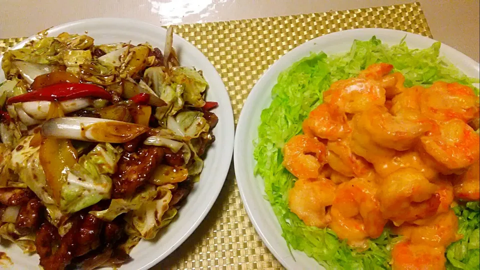 エビマヨ定食😋|お母の大皿さん