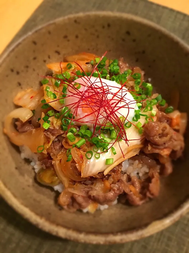 キムチ温玉牛丼(*^^*)|アリエッティさん