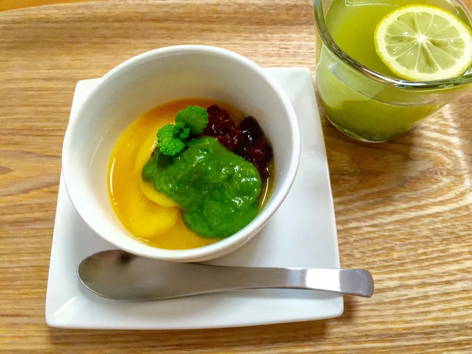 〜みかん白玉〜🍊🍋🍵
抹茶レモンチーズソース添え🍵🍋|あつみんさん