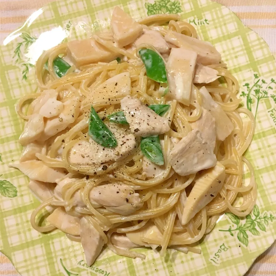 2016.4.25 筍と鶏肉のクリームパスタ|ことりさん