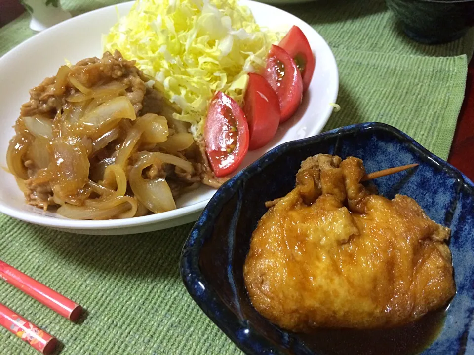 豚肉とトロトロ玉ねぎの生姜焼き/卵の巾着煮|Hiropanさん