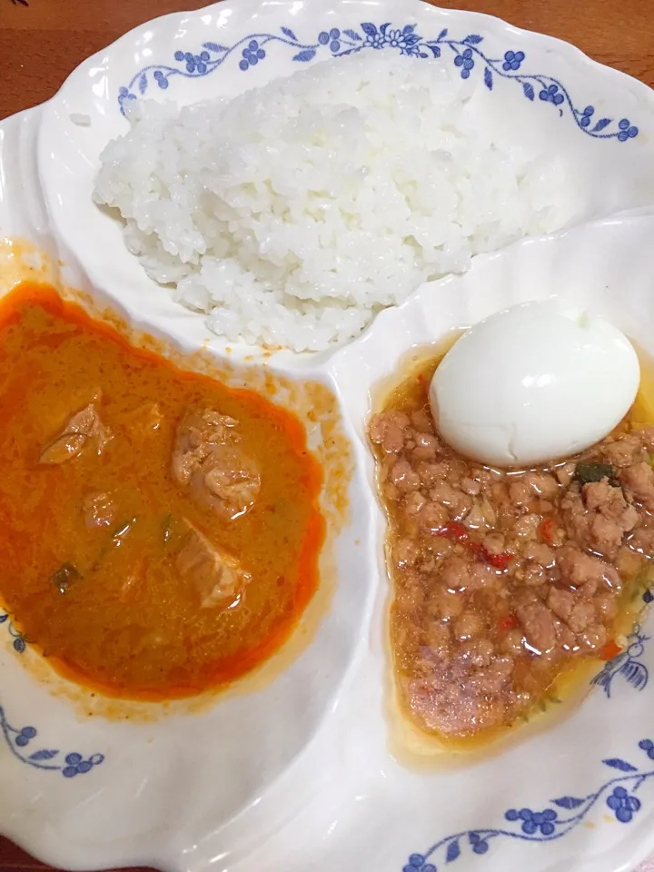 チキンとタイカレーレッド&とりそぼろとバジル|Kunisanoさん