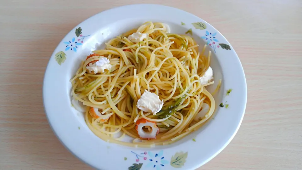 ４月２５日　ちくわと青海苔の佃煮のパスタ|いもこ。さん