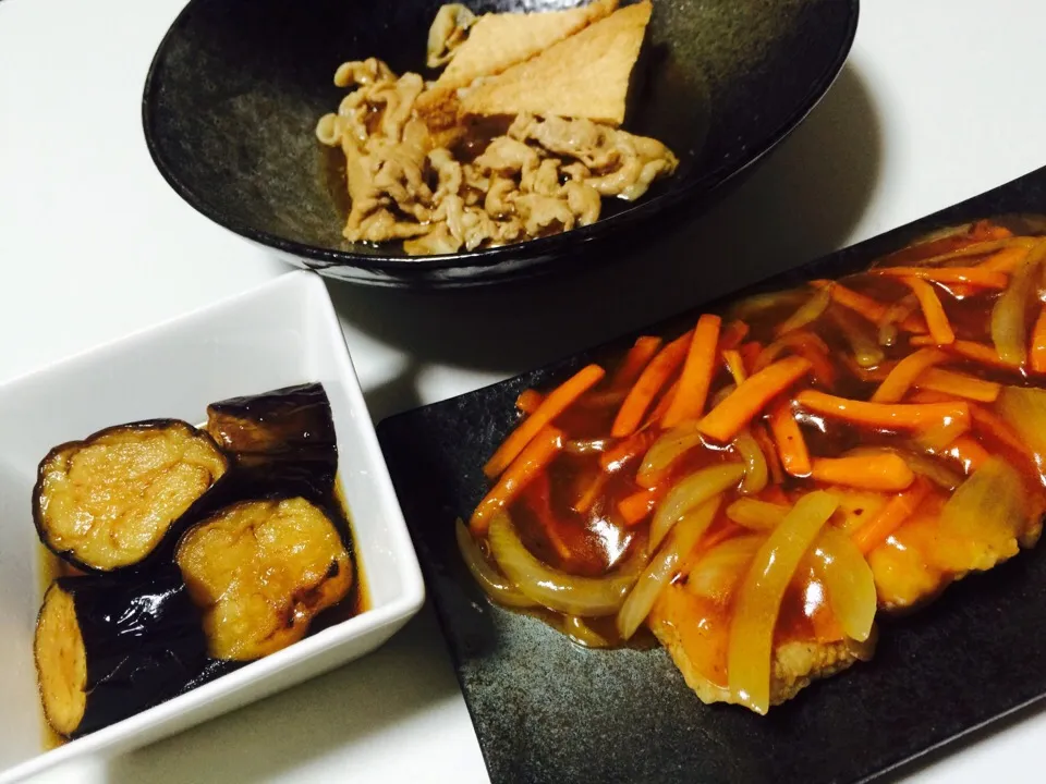 鱈の甘酢あんかけ
なすの揚げ浸し
肉豆腐|あいさん