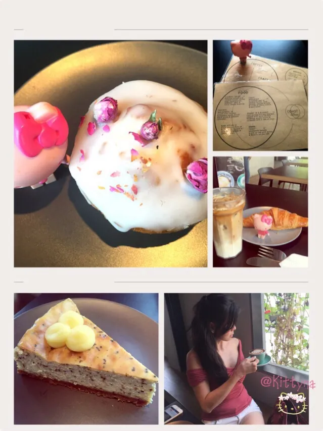 ❄️Iced Latte 
🍴Croissant 
🍊Olive Orange Rose Cake🌹
👍Earl Grey Cheesecake 😋|🎀Kittyna🌸さん