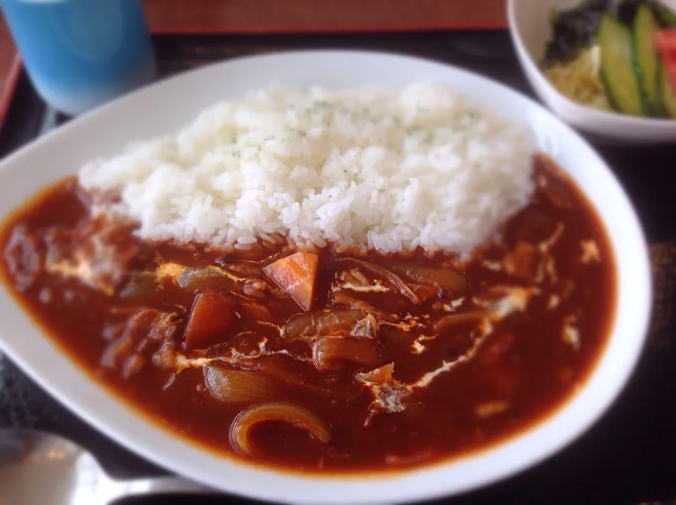 病院の最上階食堂で、薬局待ちの間に、ハヤシライス|venerdiさん