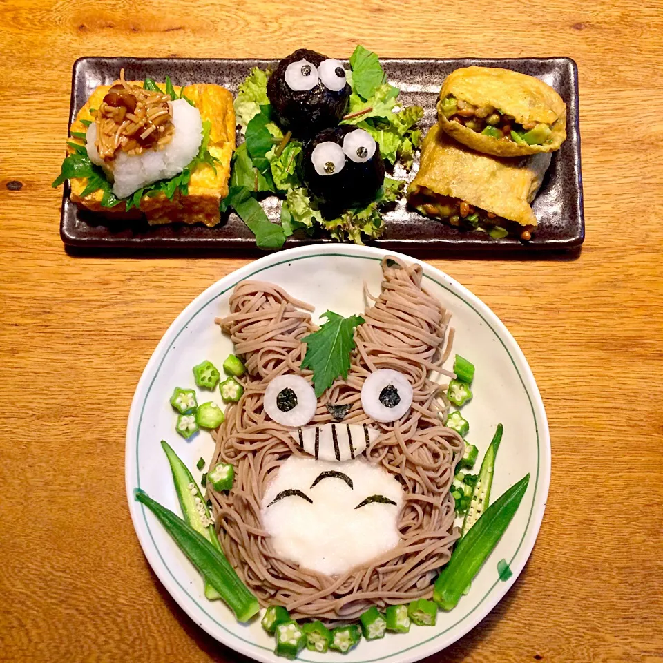 veganトトロのトロロ蕎麦
大根おろしとなめ茸の焼き厚揚げ
まっくろくろすけミニおにぎり
アボカドと納豆の油揚げ焼き|makiko_aさん