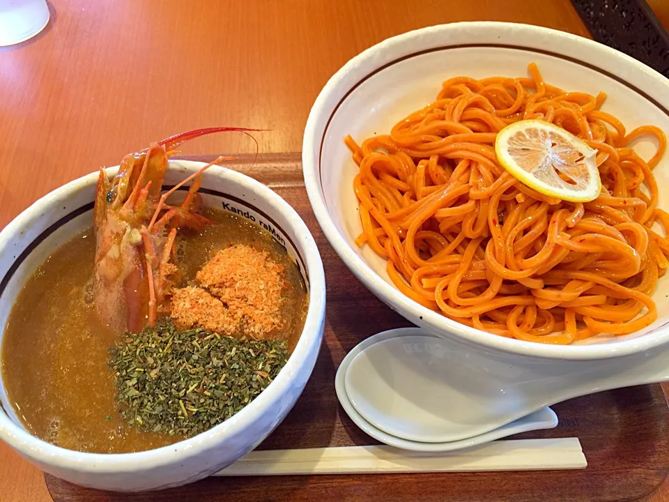 Snapdishの料理写真:濃厚トムヤムエビつけ麺(◍•ڡ•◍)❤|いつみさん