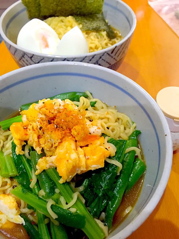 Snapdishの料理写真:宮内菜と卵の味噌ラーメン  半熟卵と焼き海苔のせ醤油ラーメン🍜|ch＊K*∀o(^^*)♪さん