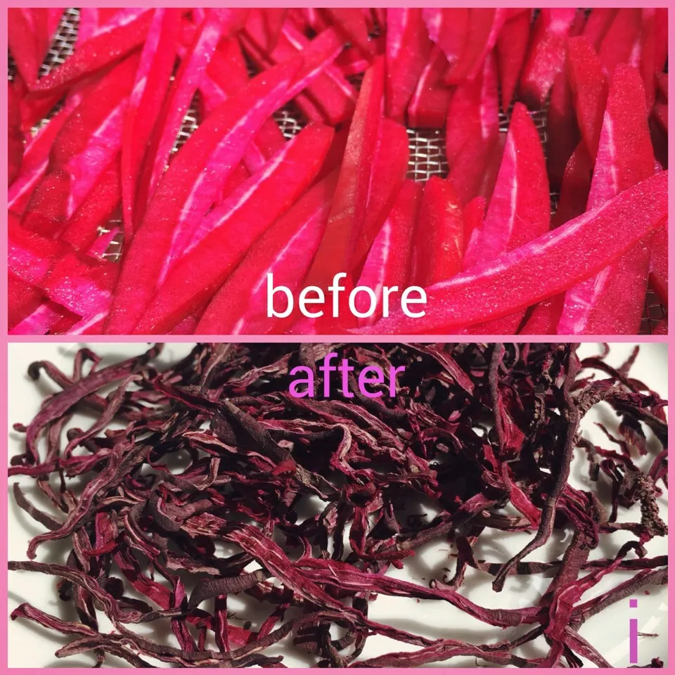 《自家製》紅くるりの切り干し大根 【Homemade dried strips of red  Japanese radish】|izoomさん