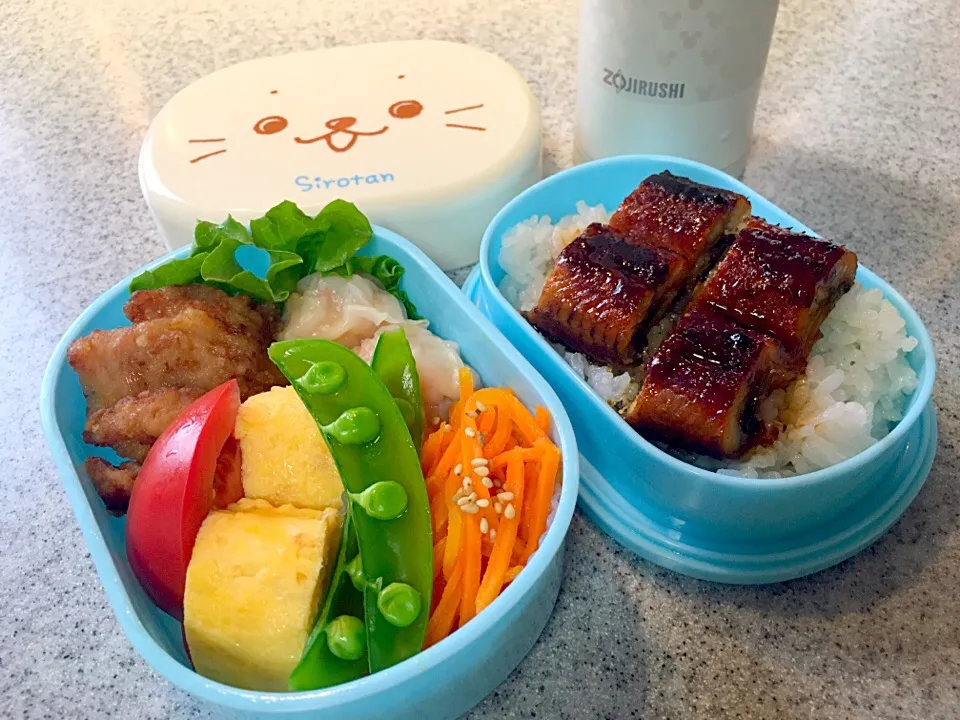 Snapdishの料理写真:あーちゃん弁当♪(´ε｀ ) 今日は本物うな丼✨|てんてんさん