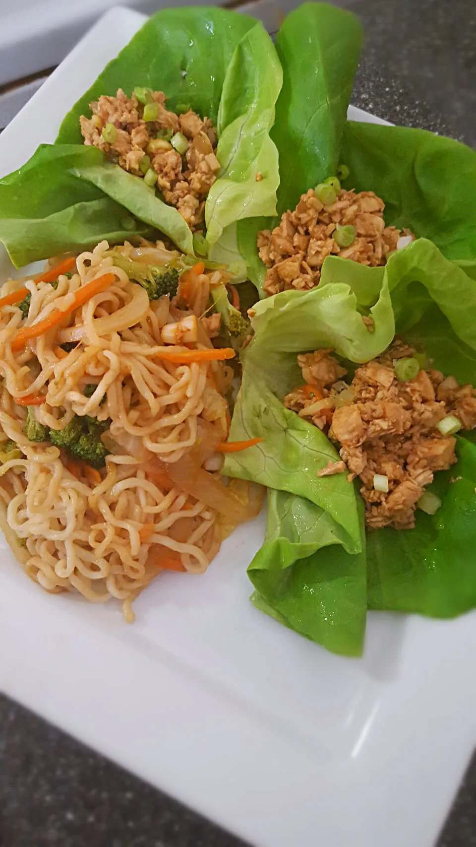 Snapdishの料理写真:Vegetable Lo Main & Chicken Lettuce Wraps|Lakeshia Hazeleyez Goldenさん