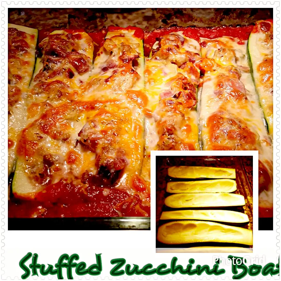 May 1st, 2016, Sunday night dinner at home -Stuffed Zucchini Boat.|Jihollandさん