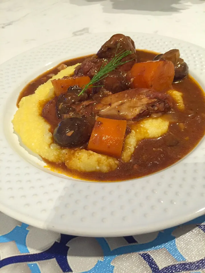 Coq Au Vin served with Polenta|Aunty Gさん