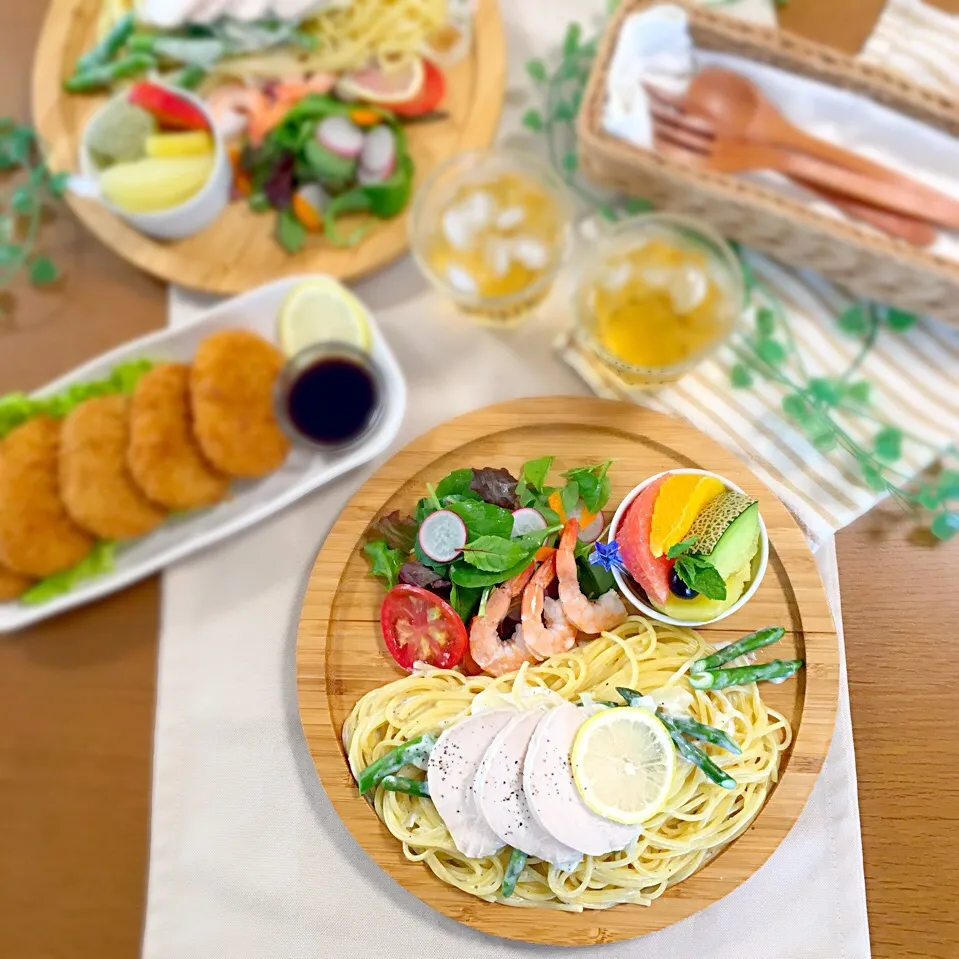 ランチ＊とりはむとアスパラのクリームパスタ|むぎママさん