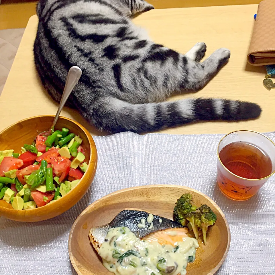 Snapdishの料理写真:晩ご飯ねこつき♡♡|hirokomushiさん