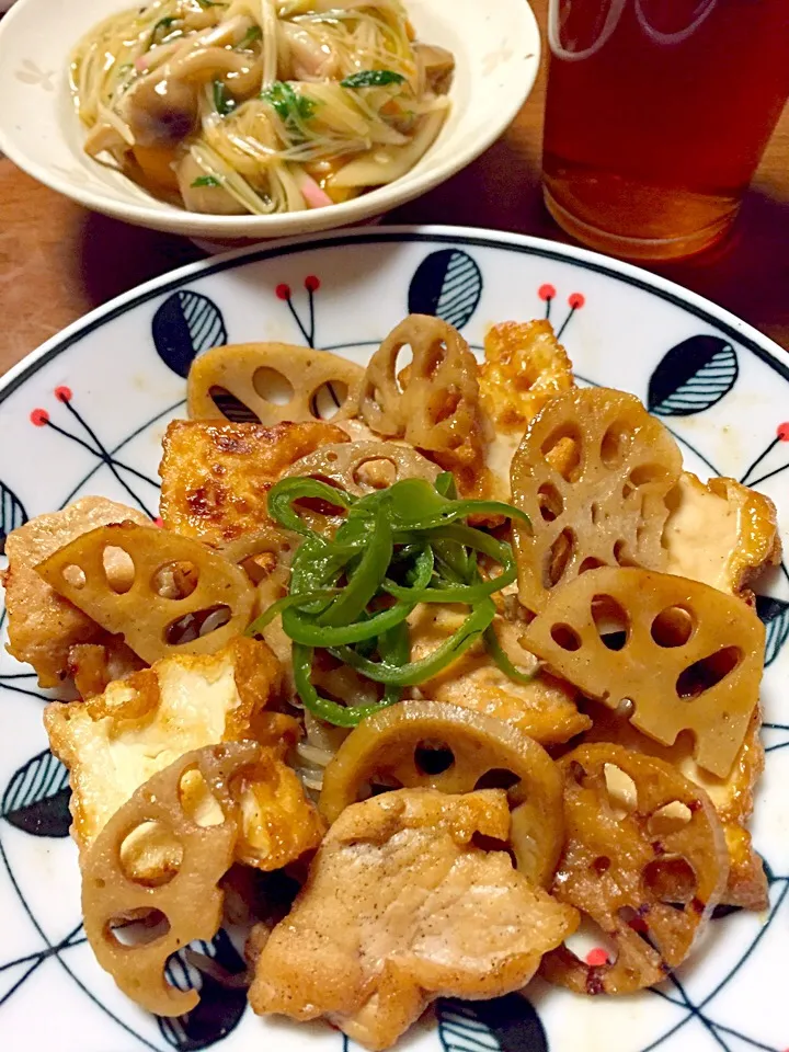 チキンとレンコンの鍬焼き。|いちこさん