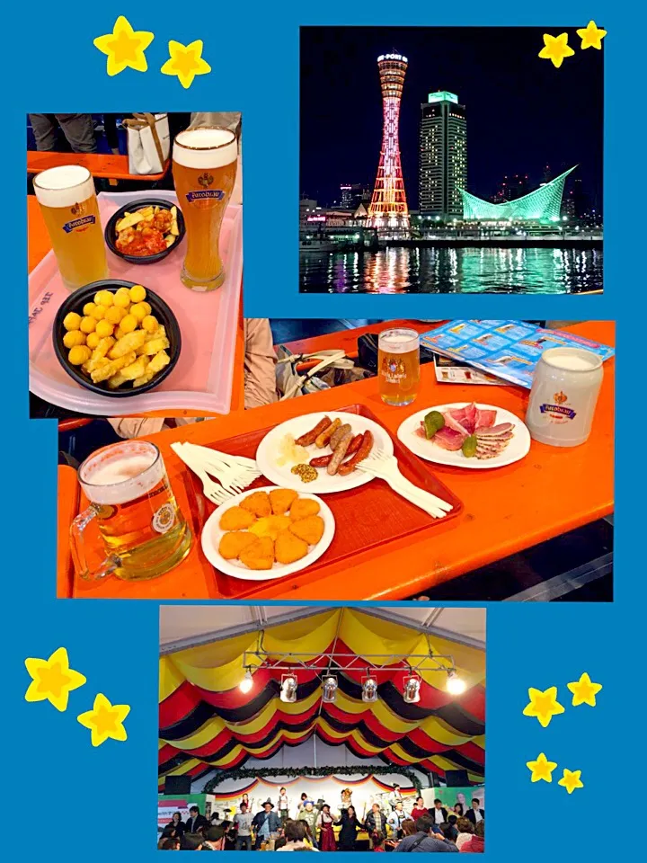 Snapdishの料理写真:オクトバーフェスト🍺  生ハムと鴨肉、6種のソーセージ、カマンベールチーズフライ、バジルチキントマトソース、2種のポテト、ドイツビール(5種類)|pentarouさん