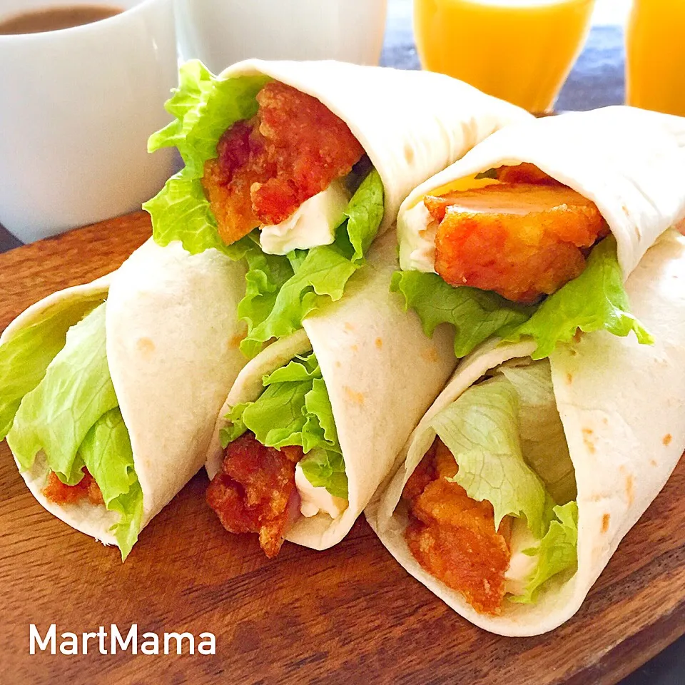 鶏唐揚げ&クリチのラップサンド|恭子さん