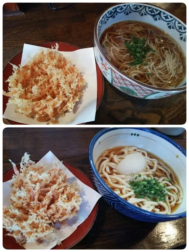 桜えびのかき揚げそば&冷やしおろしかき揚げうどん|kamekameさん