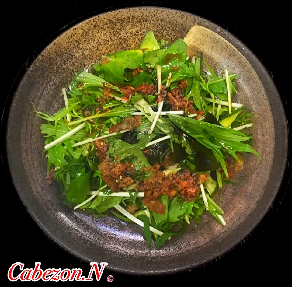 自家製蕎麦つゆで作った『水菜とカリカリ豚の梅肉和風サラダ』|Cabezon.Nakamuraさん