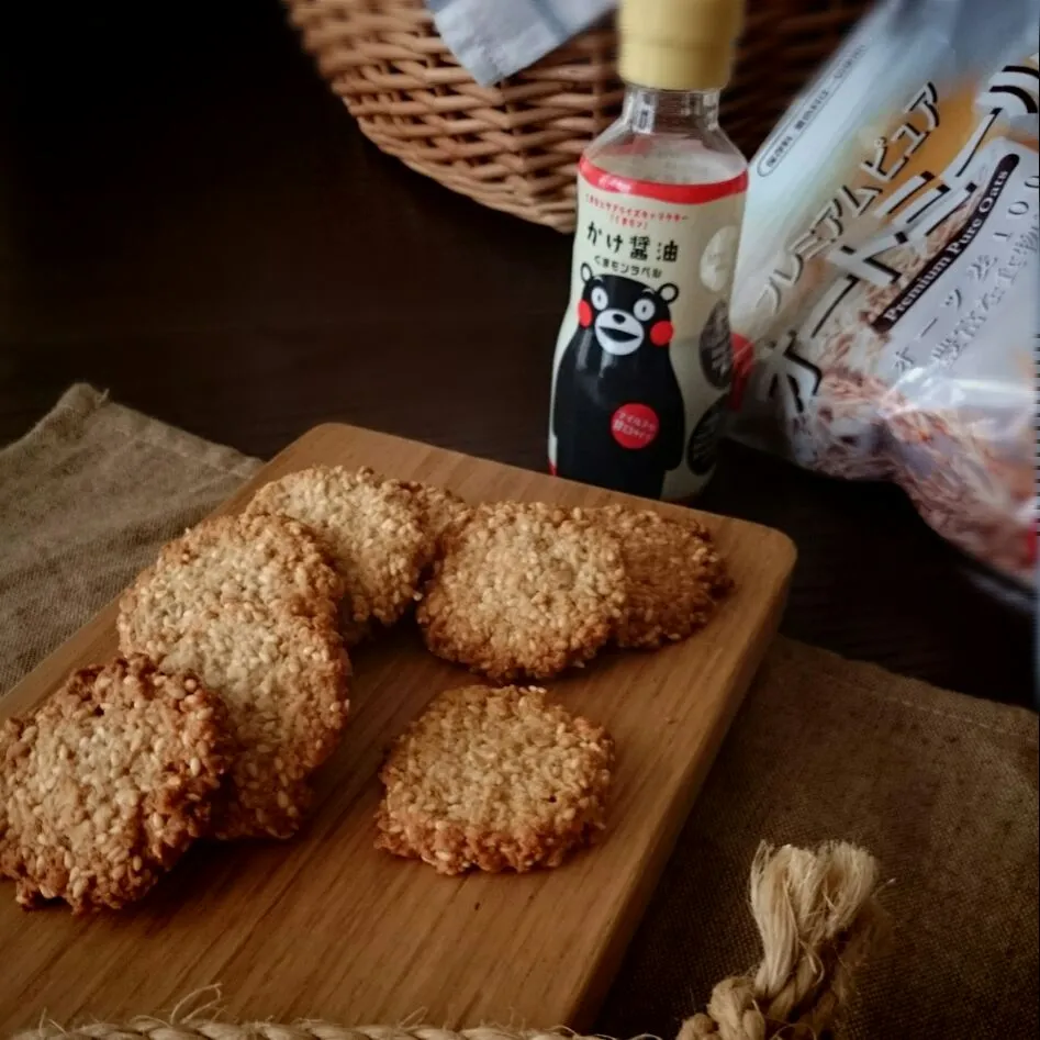 まぜるだけ*ごまとオートミールのクッキー|うさかめさん