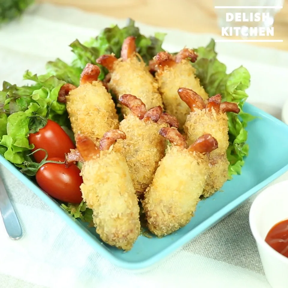 【動画】ソーセージの肉巻きフライ#delishkitchentv|DELISH KITCHENさん