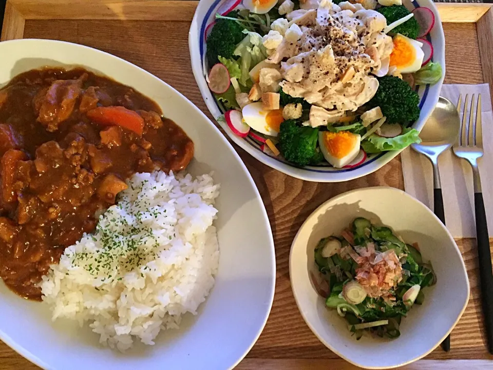 チキンカレー

蒸し鶏のシーザーサラダ

きゅうりとみょうがの浅漬け|ayumiさん