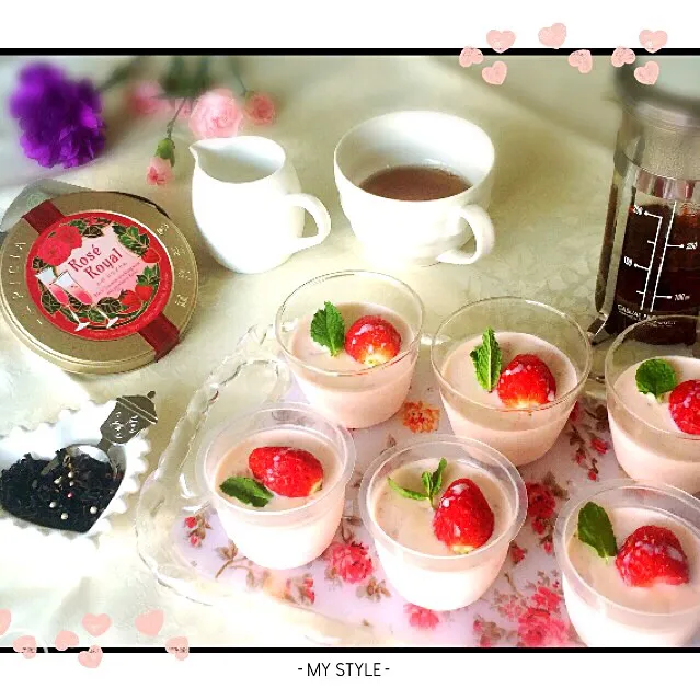 カタツムリさんの イチゴのムース🍓とロゼロワイヤル フレバーティー🍸|桜央里さん