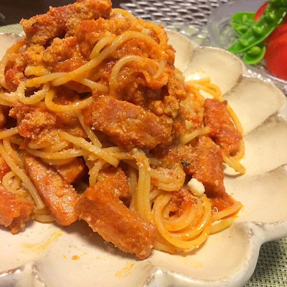 粉チーズかけすぎ、トマトパスタ|AAさん