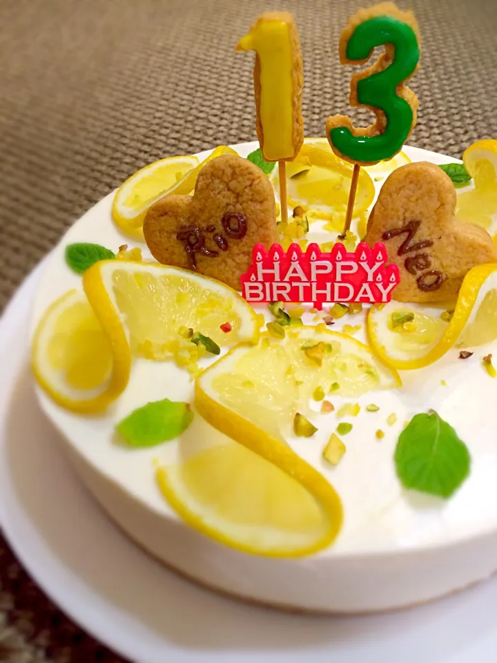 レモンレアチーズケーキ🍋双子弟のリクエスト誕生日ケーキ🎂|ゆりねかふぇさん