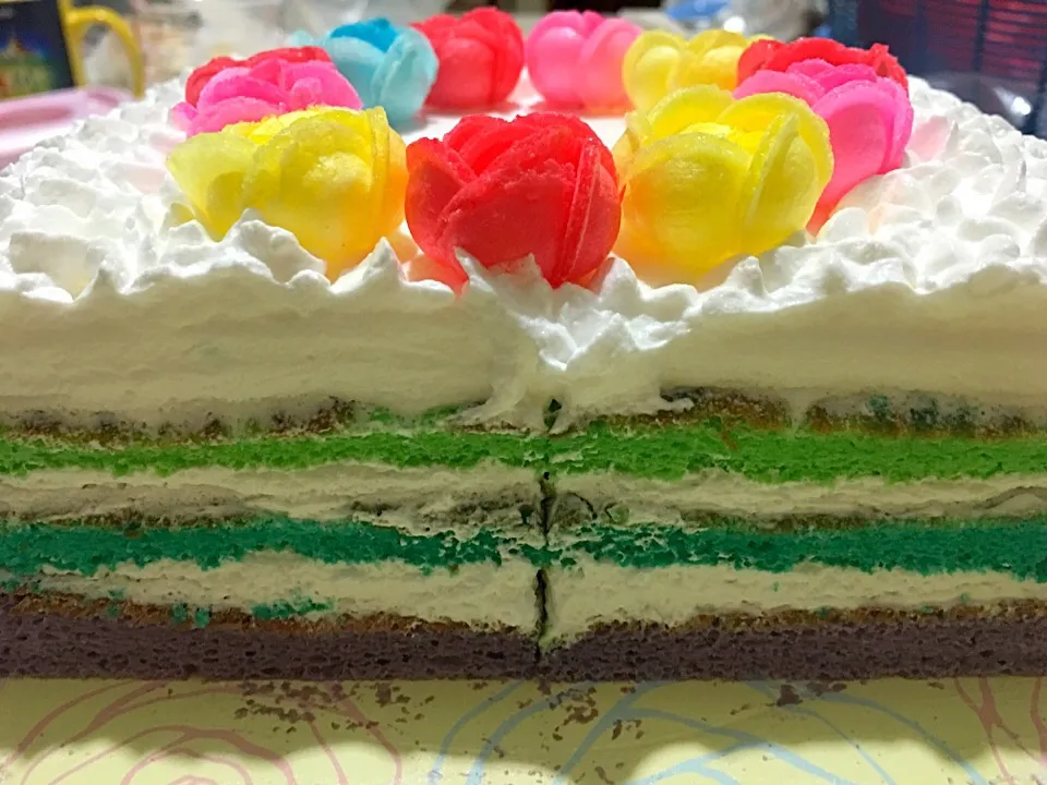 Tri-Color cream cake|Trish Wongさん