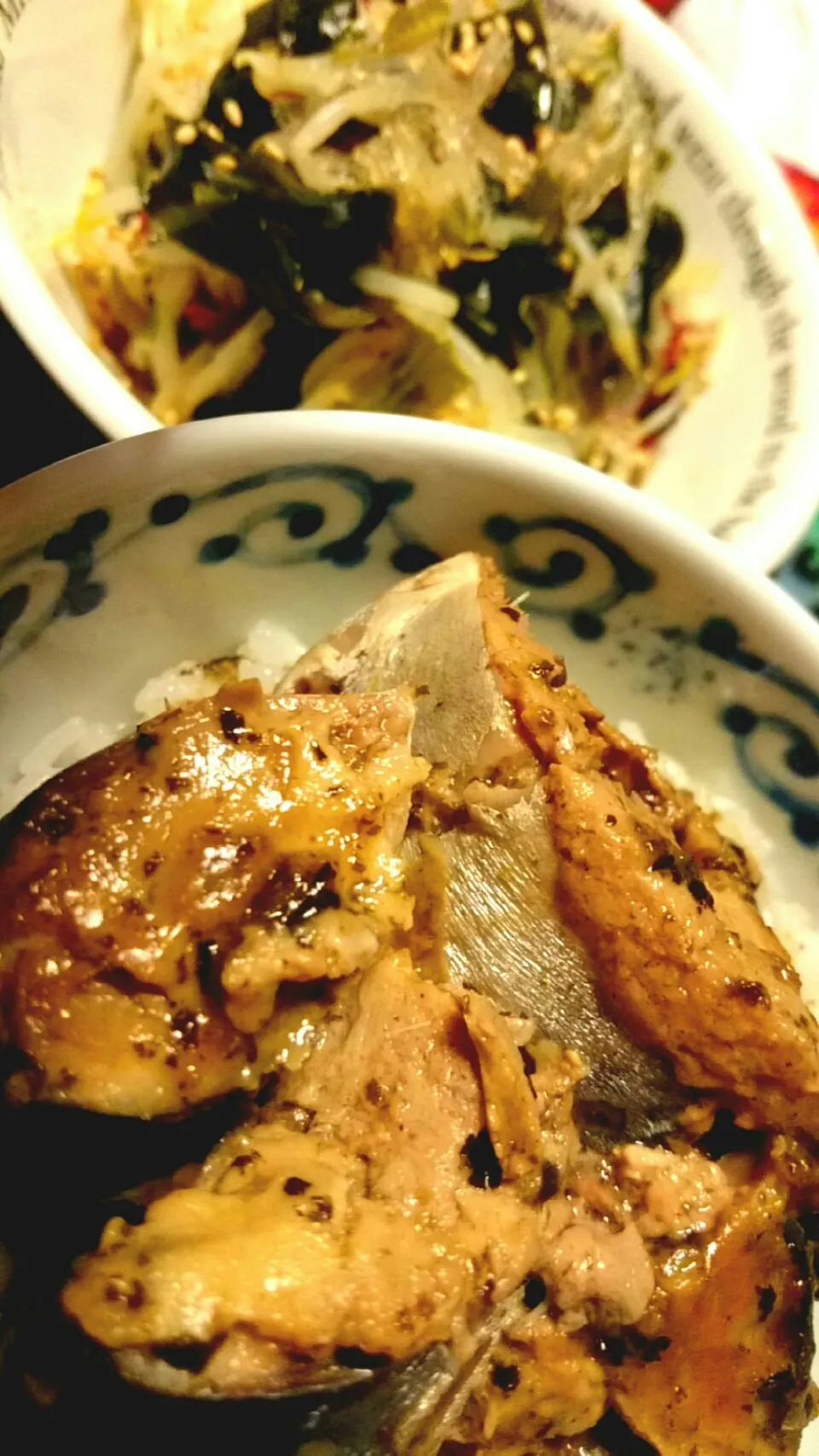 高級鯖缶サヴァ缶丼と海藻ともやしの酢の物|あまねさん