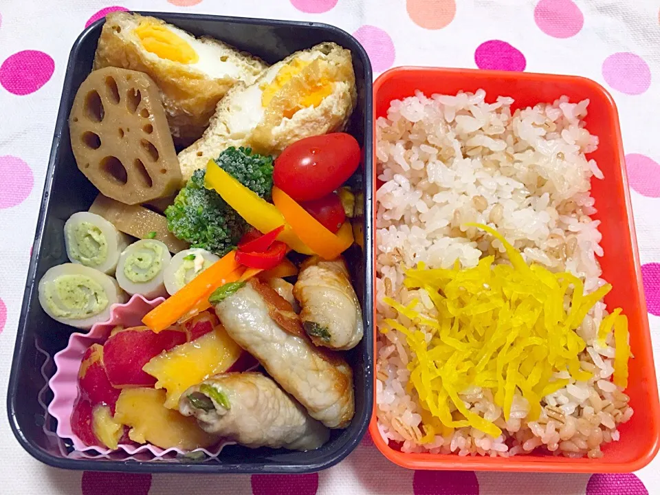 もち麦入ご飯のお弁当🎵|ゆんもりさん