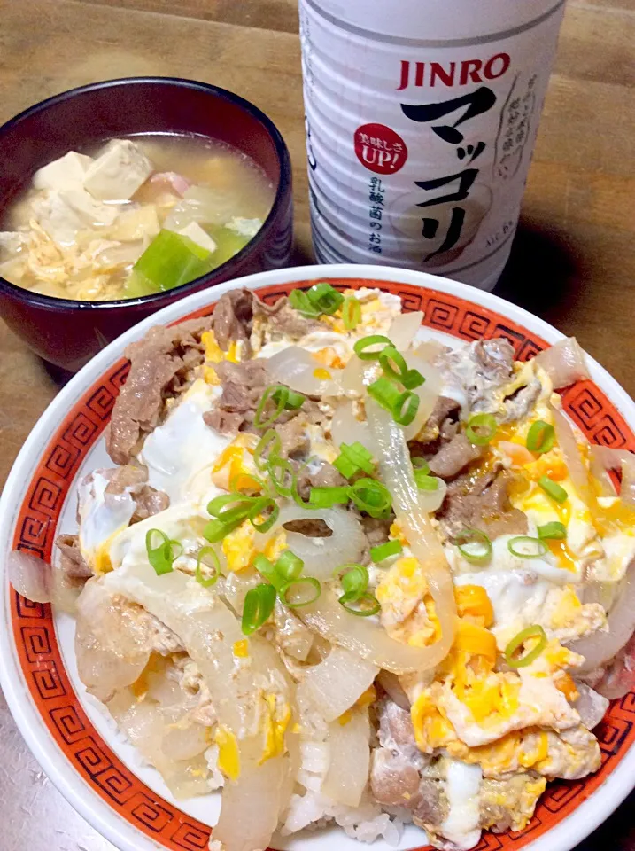 牛丼、卵とキャベツスープ💖🍺|Norio Fukudaさん