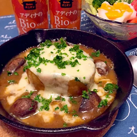 「Bio Soup(ビオスープ) キャロット&パンプキン、ビーツ、オニオン」を使ってみたSnapdishの料理・レシピ写真:新たまねぎでオニオングラタンスープ