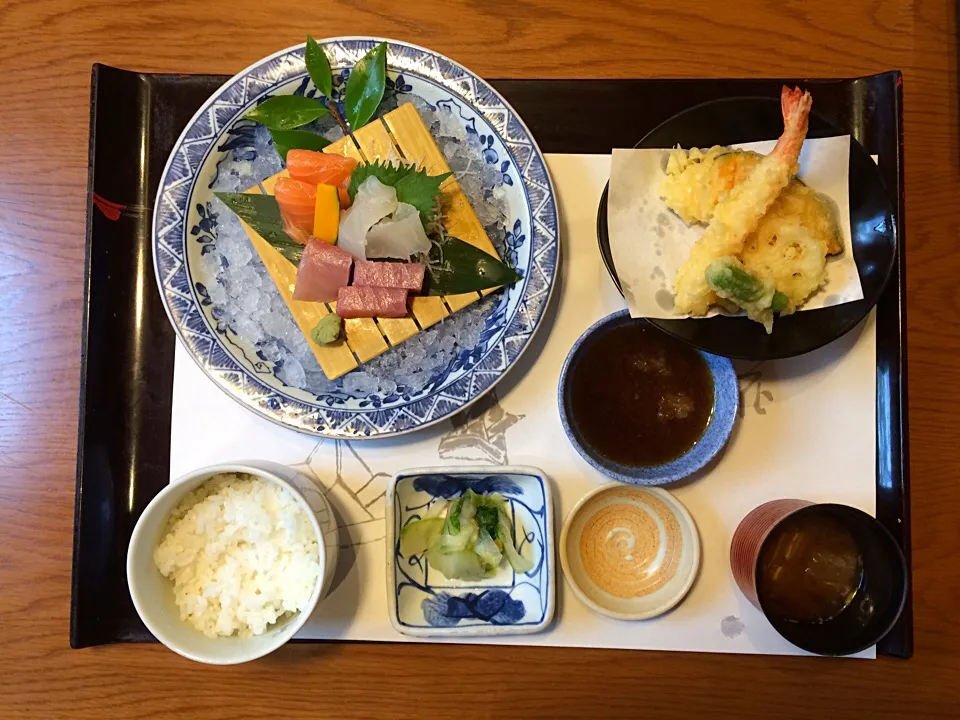 がんこ お造り天ぷら定食|ばーさんさん