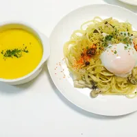 きのこ和風パスタ 
カボチャスープ*\(^o^)/*|Kei21さん