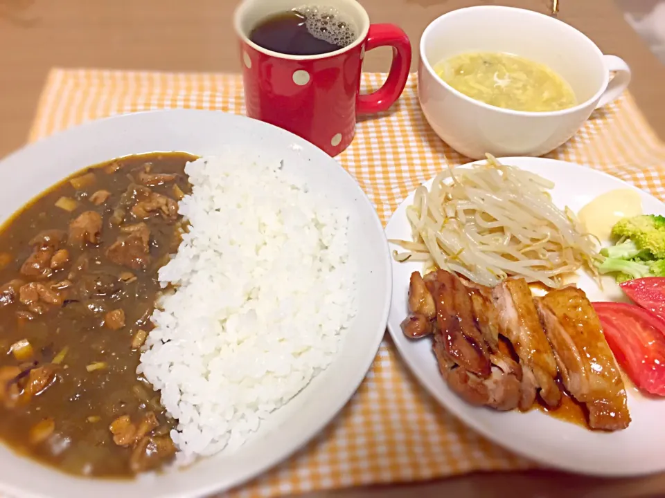 ナスと鳥もも肉のカレー&鳥の照り焼き|あずきさん