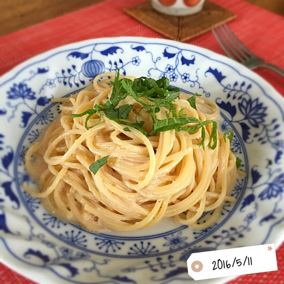 Snapdishの料理写真:明太スパゲッティ🍝|𓇼 Ⓢ Ⓗ Ⓘ Ⓝ Ⓞ Ⓑ Ⓤ 𓇼さん