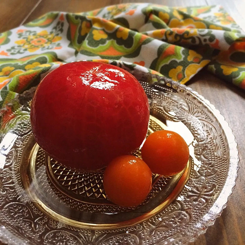 ドドーンと丸ごとトマトのおひたし🍅ʕ-̼͡-ʔ🍅|七海さん