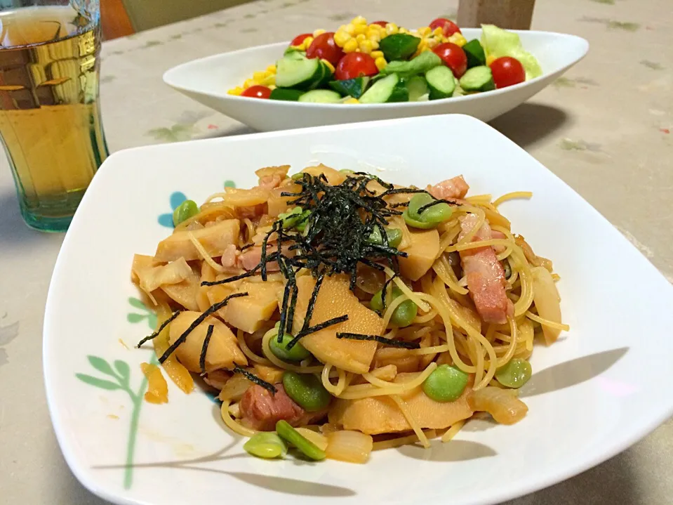 筍とそら豆のバター醤油パスタ❤️|makoさん