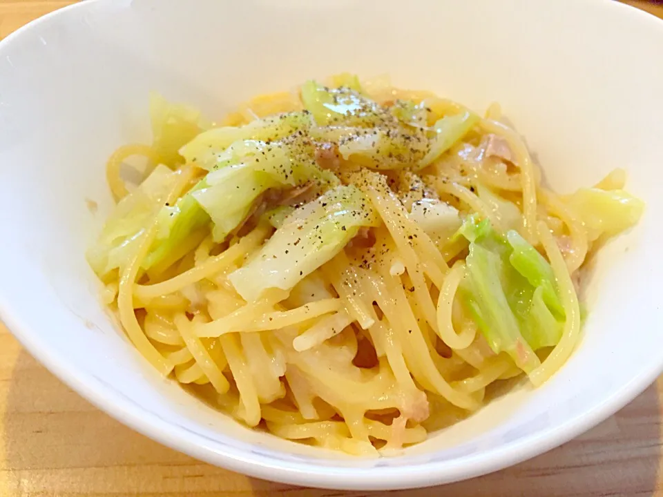 ツナとキャベツのクリームパスタ|のぴさん