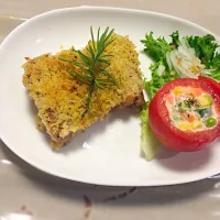 鶏肉の香草パン粉焼き
トマトカップサラダ ヨーグルトソース|遊亜さん