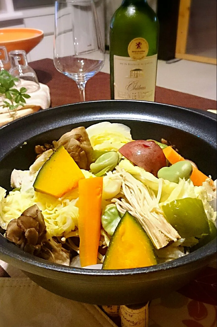 蒸し野菜🍴ボルドーの白🍷で❗(^-^)v|ナムナムさん