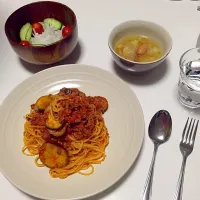 茄子とトマトのミートソースパスタ|たいぞーさん